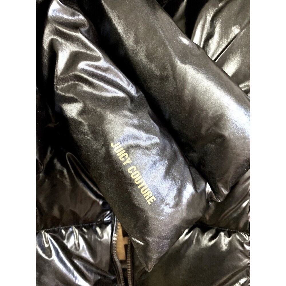 Juicy Couture Black Label Glossy Black Puffer Jacket Coat XS NEW/DEFECT $328 - Picture 3 of 6